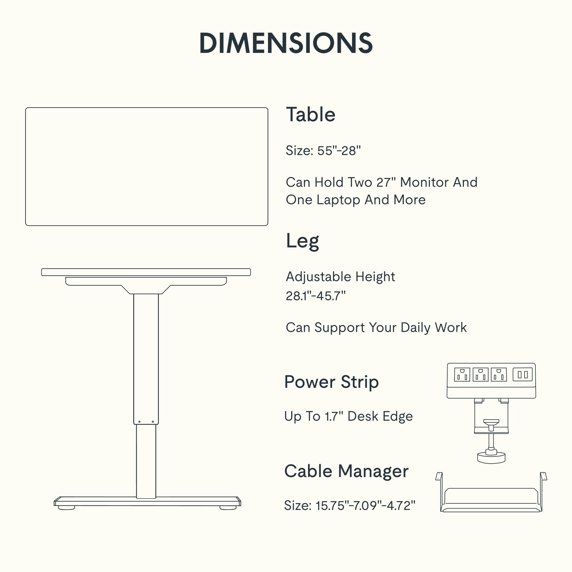 FLEXISPOT EN2 Whole-Piece Standing Desk with Clamp Power Strip, 40 x 24'' Electric Stand Up Height Adjustable Desk with Cable Management (Black Frame + 40" Black Top)