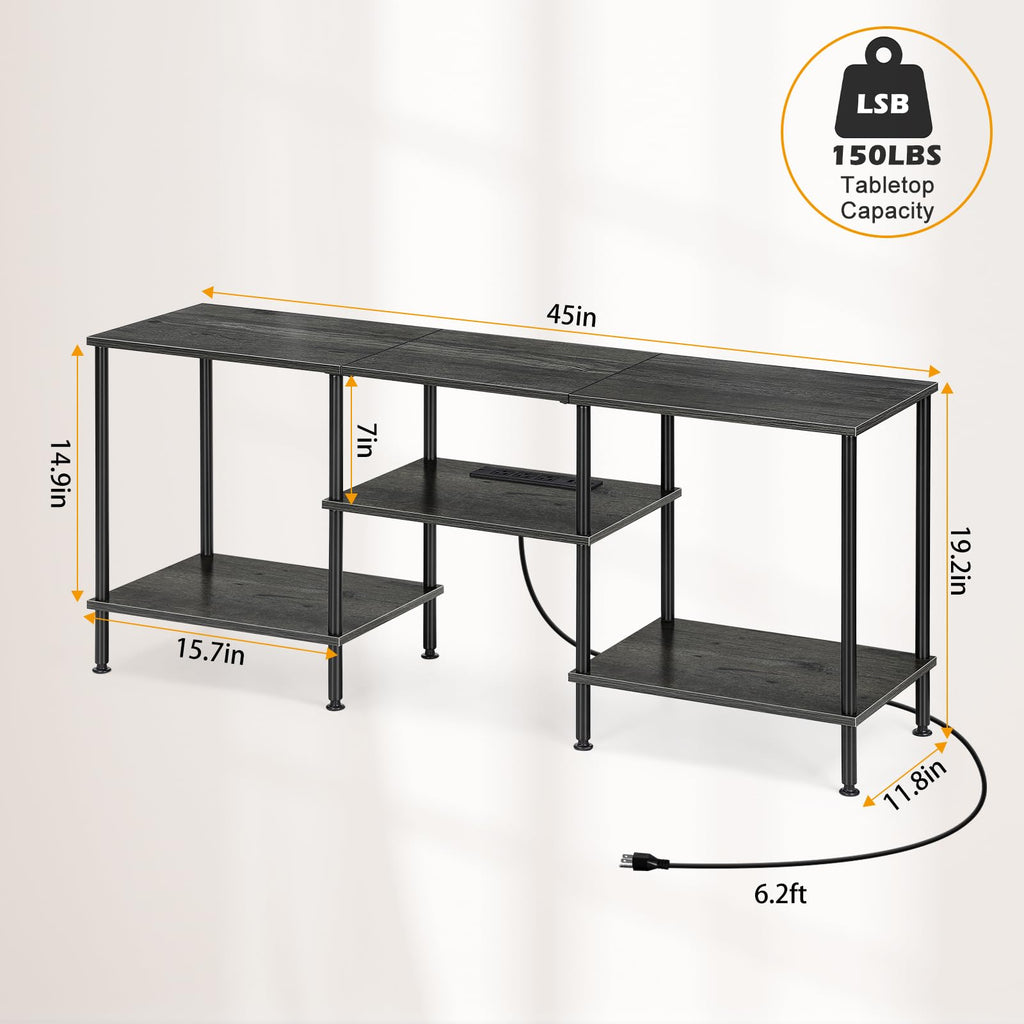 OYEAL Black Bedroom TV Stand with Power Outlets up to 50 inch TV, Small Entertainment Center Stand with Storage Modern Media TV Console Table for Living Room Bedroom