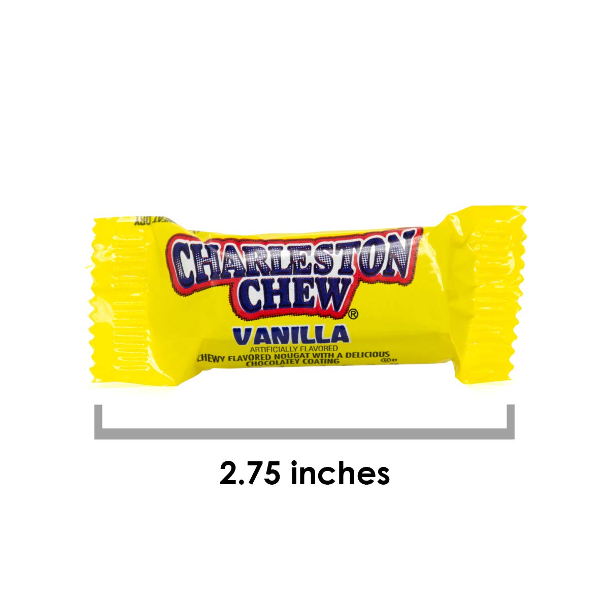Charleston Chew Chocolate Coated Chewy Nougat Bars - Peanut Free, Gluten Free - Individually Wrapped Old Fashioned Chocolate Candy - Vanilla, Pack of 120