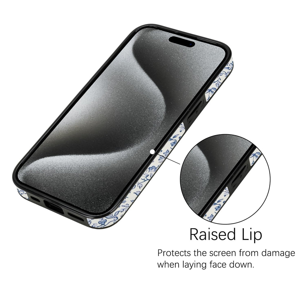 for iPhone 11 6.1 inch Case with Card Holder Soft Leather Wallet Case Protective Shockproof Hard Cover for Women Man (Blue Floral, iPhone 11 6.1 inch)