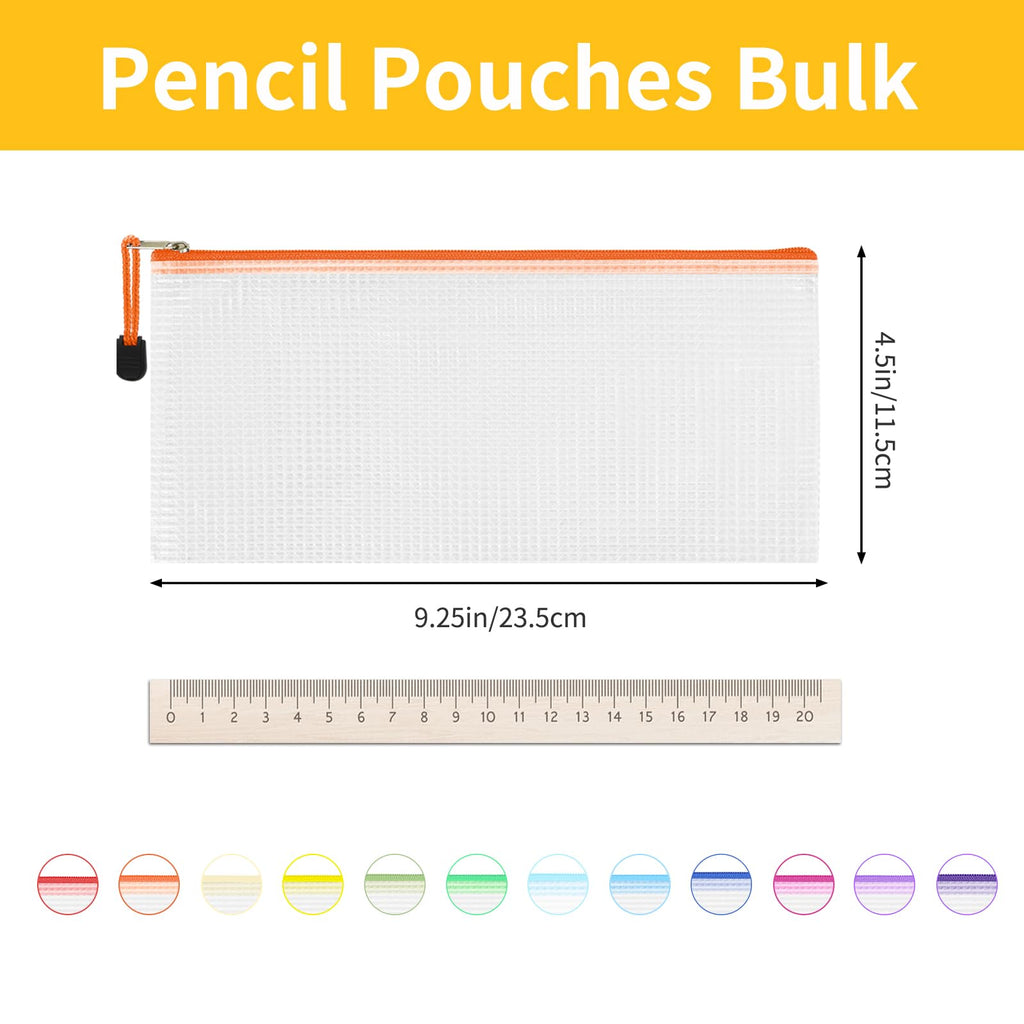 EOOUT 24pcs Mesh Zipper Pouch Bags A3 Extra Large Document Bag with Label Pocket, 16.9x12 Inches, Plastic Zip File Folders, Puzzles, Board Game Storage for Organizing Office Home