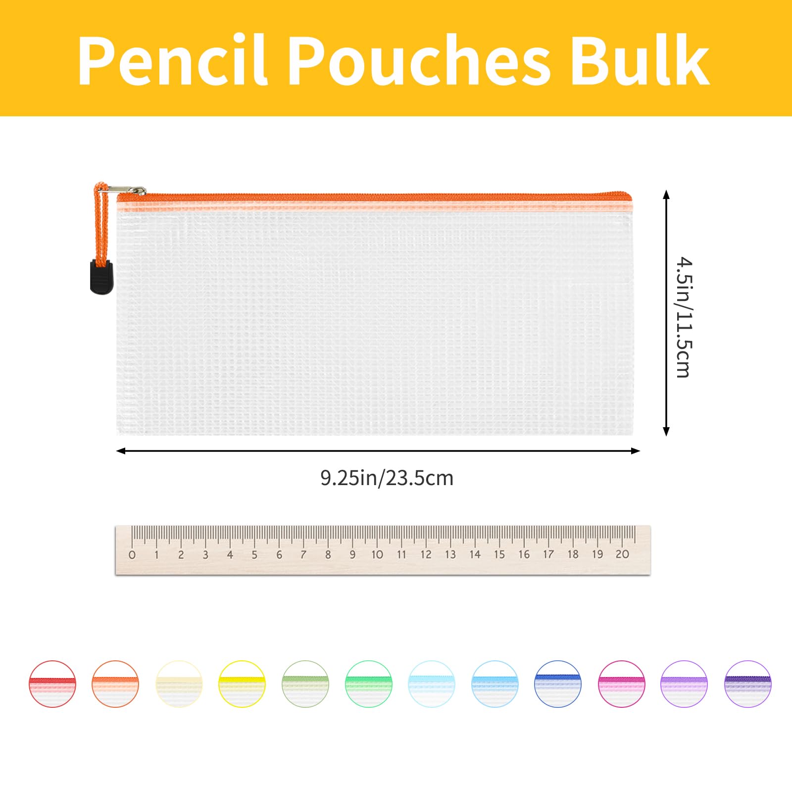 EOOUT 24pcs Mesh Zipper Pouch Bags A3 Extra Large Document Bag with Label Pocket, 16.9x12 Inches, Plastic Zip File Folders, Puzzles, Board Game Storage for Organizing Office Home