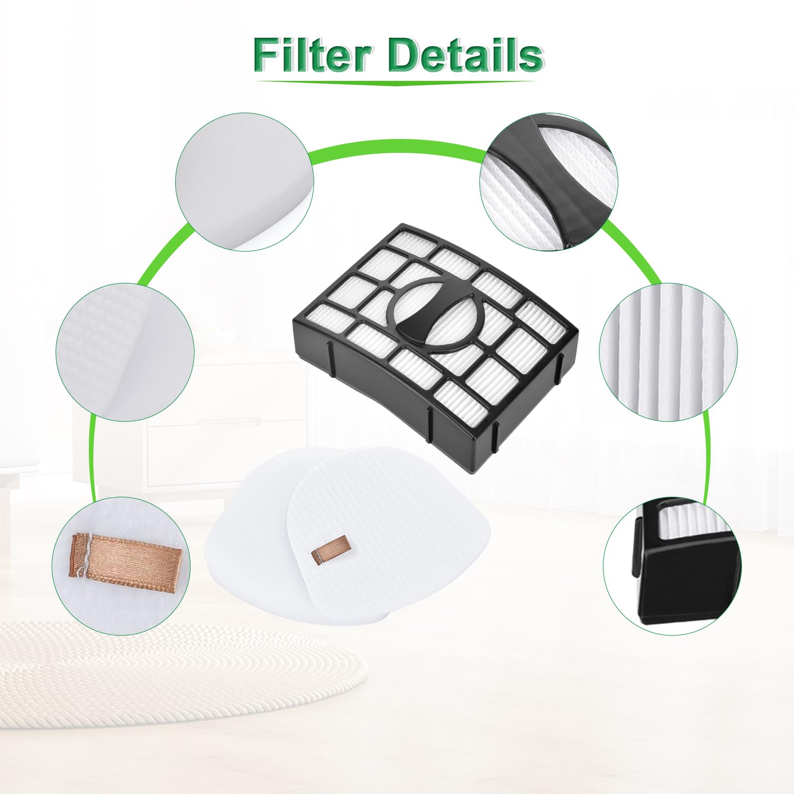Anewise Filter Replacement for Shark Navigator Lift Away Deluxe Professional Vacuum ZU503AMZ NV350 NV351 NV352 NV355 NV357 NV360 NV370 UV440 UV540, Parts XFF350 & XHF350, 1 HEPA + 2 Pre-Felt Filters