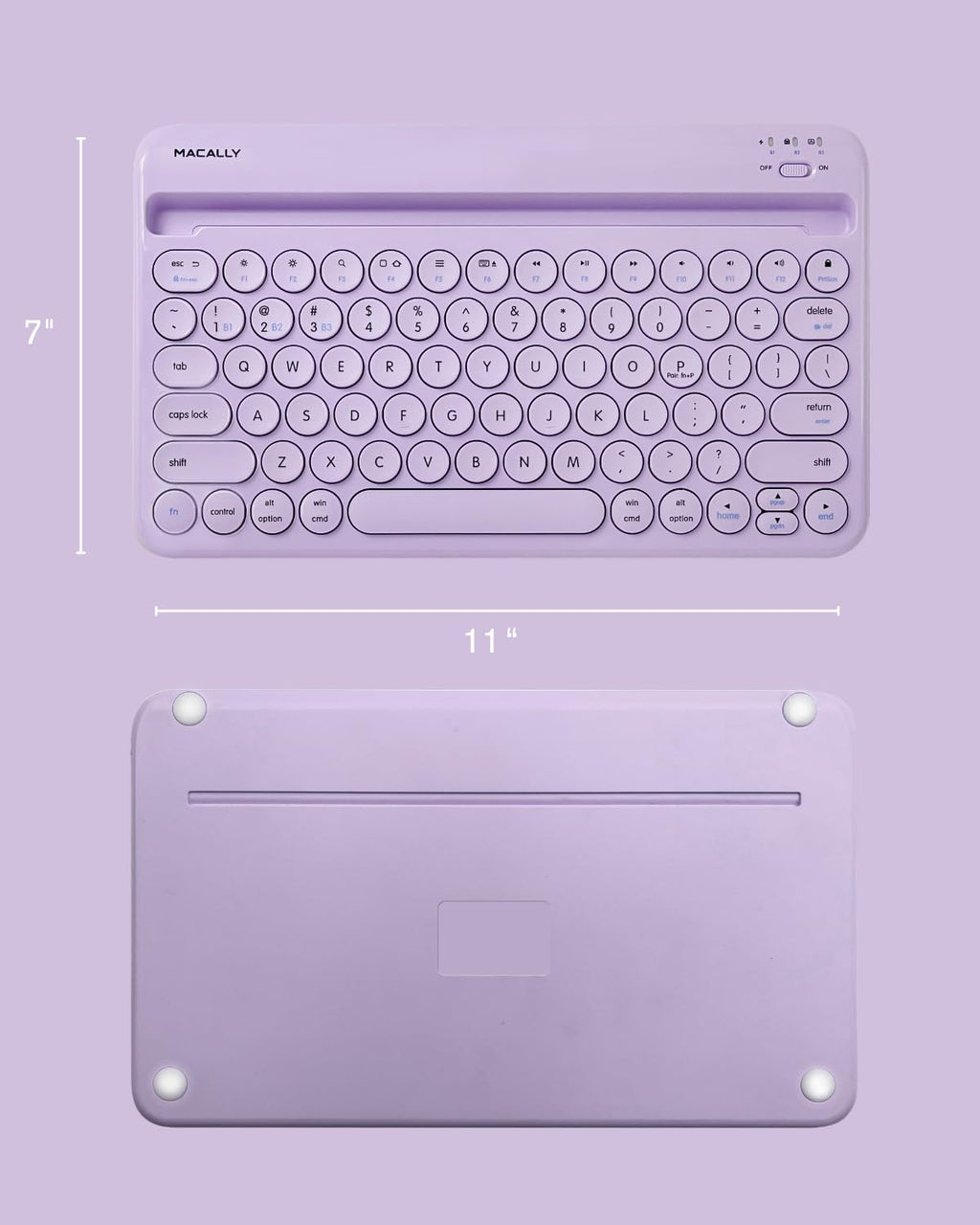 Macally Bluetooth Keyboard for Tablet | Wireless Keyboard for iPad mini/Air/Mini, iPhone (Multi-Device, Built-in Stand, Rechargeable) Easy to Use and Cute Portable