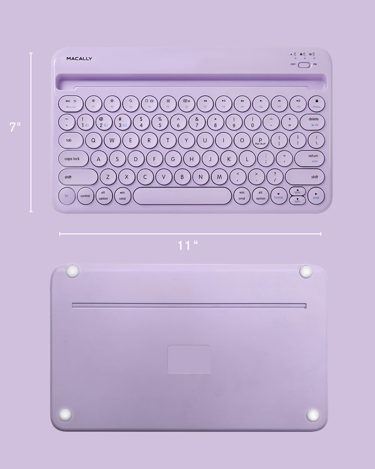 Macally Bluetooth Keyboard for Tablet | Wireless Keyboard for iPad mini/Air/Mini, iPhone (Multi-Device, Built-in Stand, Rechargeable) Easy to Use and Cute Portable