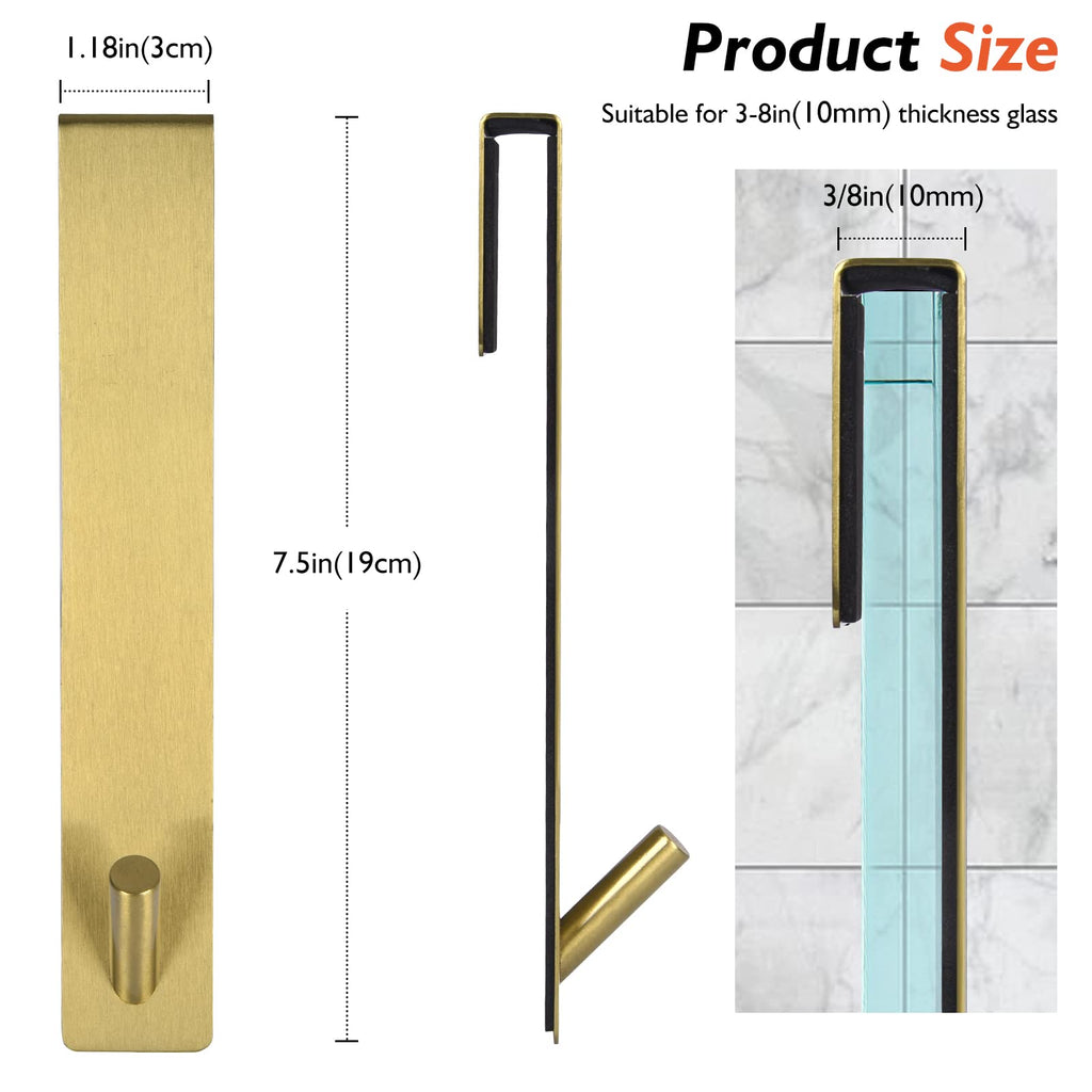 Kontoyo Shower Door Hooks(7.5 Inch),Extended Over Door Hooks for Bathroom Frameless Glass Shower Door,Stainless Steel Towel Hooks,Heavy Duty Rack Hooks for Robe,Towel-2 Pack-Black