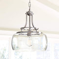 Franklin Iron Works Charleston Satin Nickel Pendant Chandelier 16" Wide Rustic Farmhouse Seeded Clear Glass LED 3-Light Fixture for Dining Room House Foyer Entryway Kitchen Bedroom Living Room