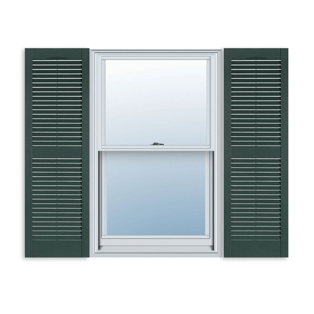 Exterior Solutions Standard Louver Exterior Vinyl Window Shutters, Black (Pair), 15 Inch x 35 Inch