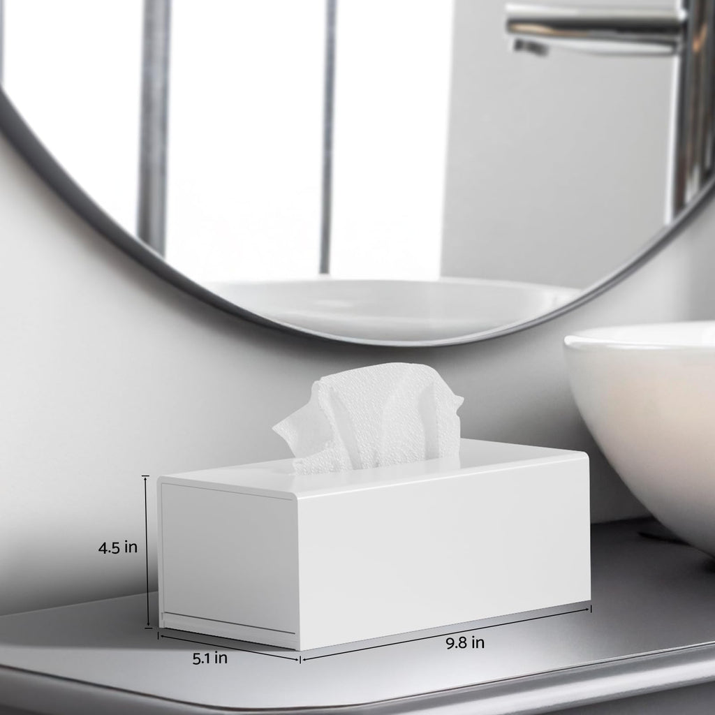 HIIMIEI Tissue Box Cover, Acrylic Tissue Holder Napkin Dispenser for Home Office Restaurant Desk Decor, Black Square 5.4x5.4x5.4''