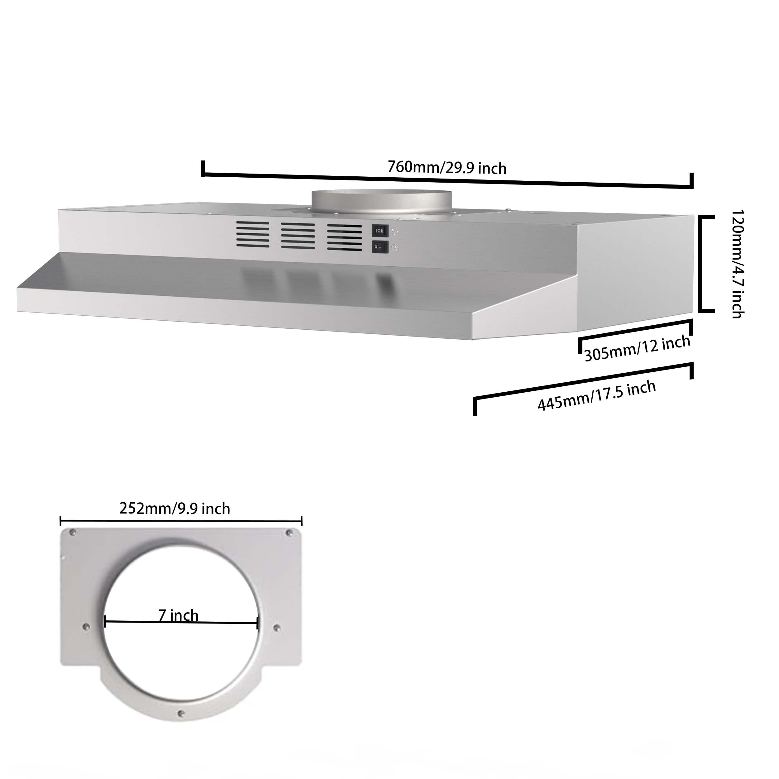 SNDOAS Black Range Hood 24 inch,Ducted/Ductless Range Hood Under Cabinet,Black Coating Stainless Kitchen Exhaust Hood with 2-speed Fan,230 CFM,Rocker Switch,Hard-wired Stove Vent, Ventless Hood