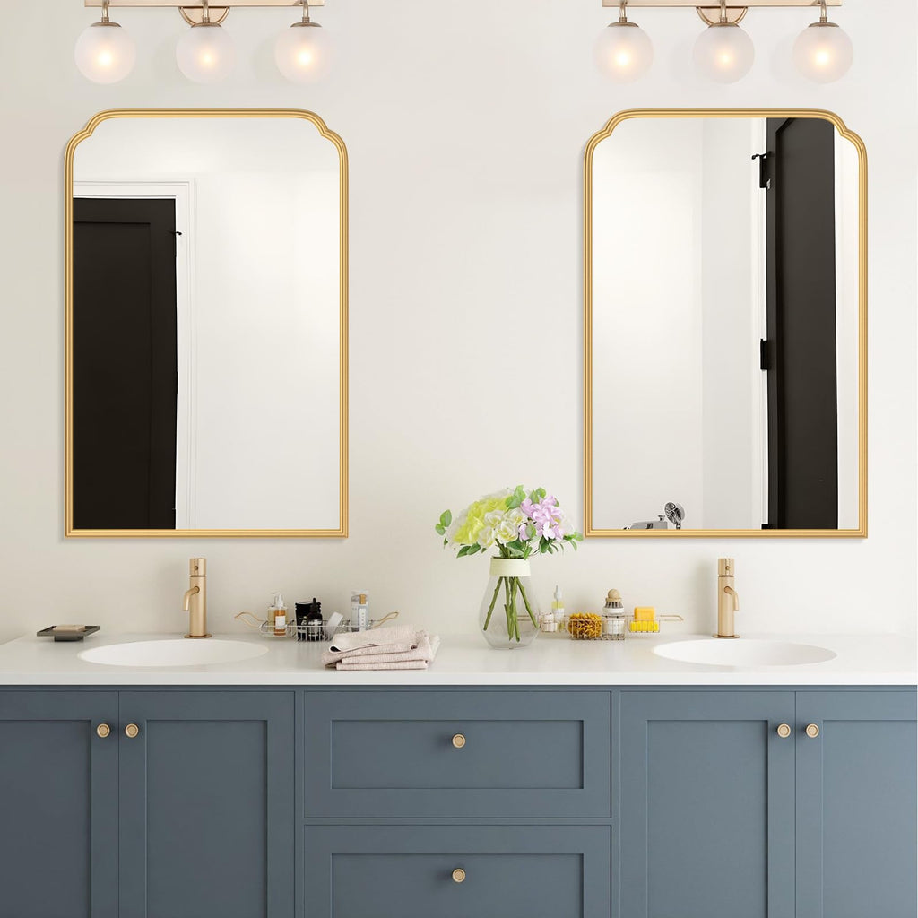 Ferytange 18X24 Inch Black Mirror for Wall with Metal Frame Rectangular Rounded Bathroom Vanity Mirror Anti-Rust, Hangs (Black 18" x 24")