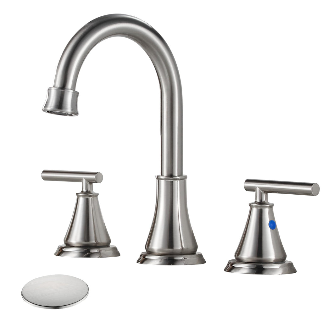 Fransiton Widespread Bathroom Sink Faucet 3 Hole, Brushed Gold Bathroom Faucet with Metal Pop-Up Drain, 2 Handle for 6-16" RV Vanity Sink