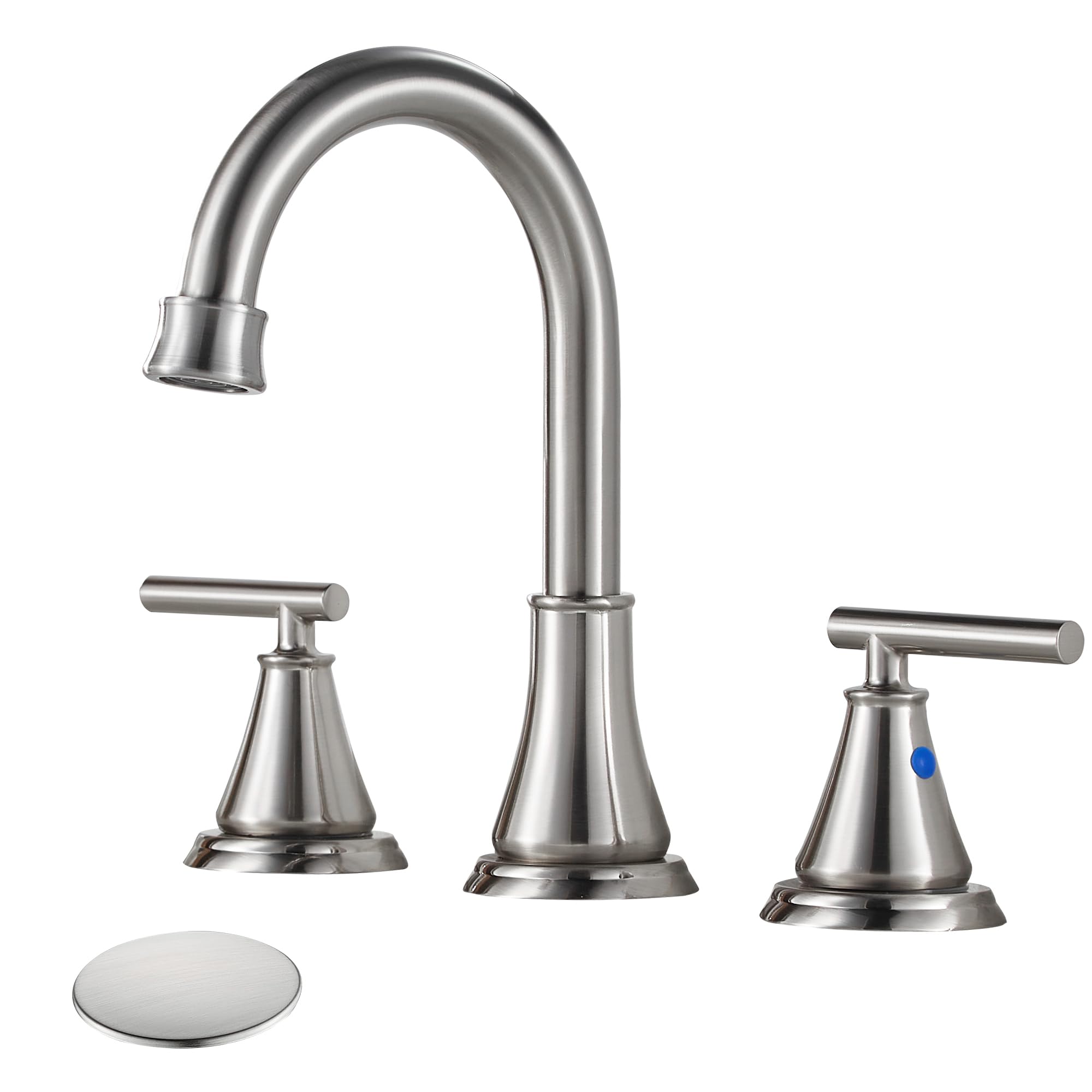 Fransiton Widespread Bathroom Sink Faucet 3 Hole, Brushed Gold Bathroom Faucet with Metal Pop-Up Drain, 2 Handle for 6-16" RV Vanity Sink