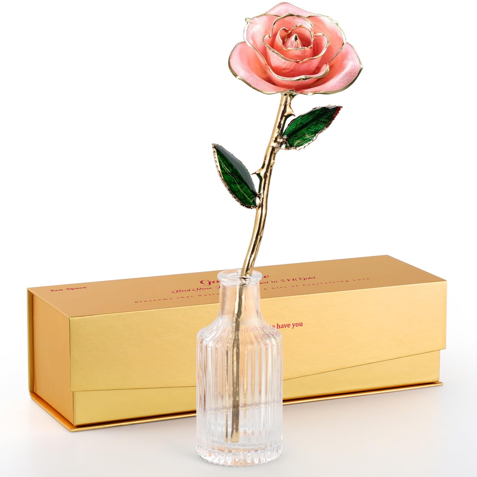 24K Gold Dipped Real Rose – Handcrafted, Bold, One of a Kind – Romantic Gift for Her – Ideal for Birthday, Anniversary, Mother’s Day, Valentine’s (Black)
