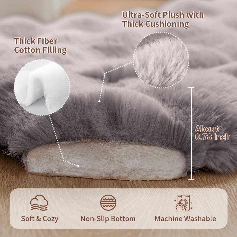 SOMAHE Cat Bed Mat, Soft Plush Faux Fur Kneading Pet Bed, Machine Washable Cat Sleeping Pad for Indoor Cats & Kittens, Non-Slip Fluffy Cat Rug for Couch Sofa Floor, 23x15 Inch Grey