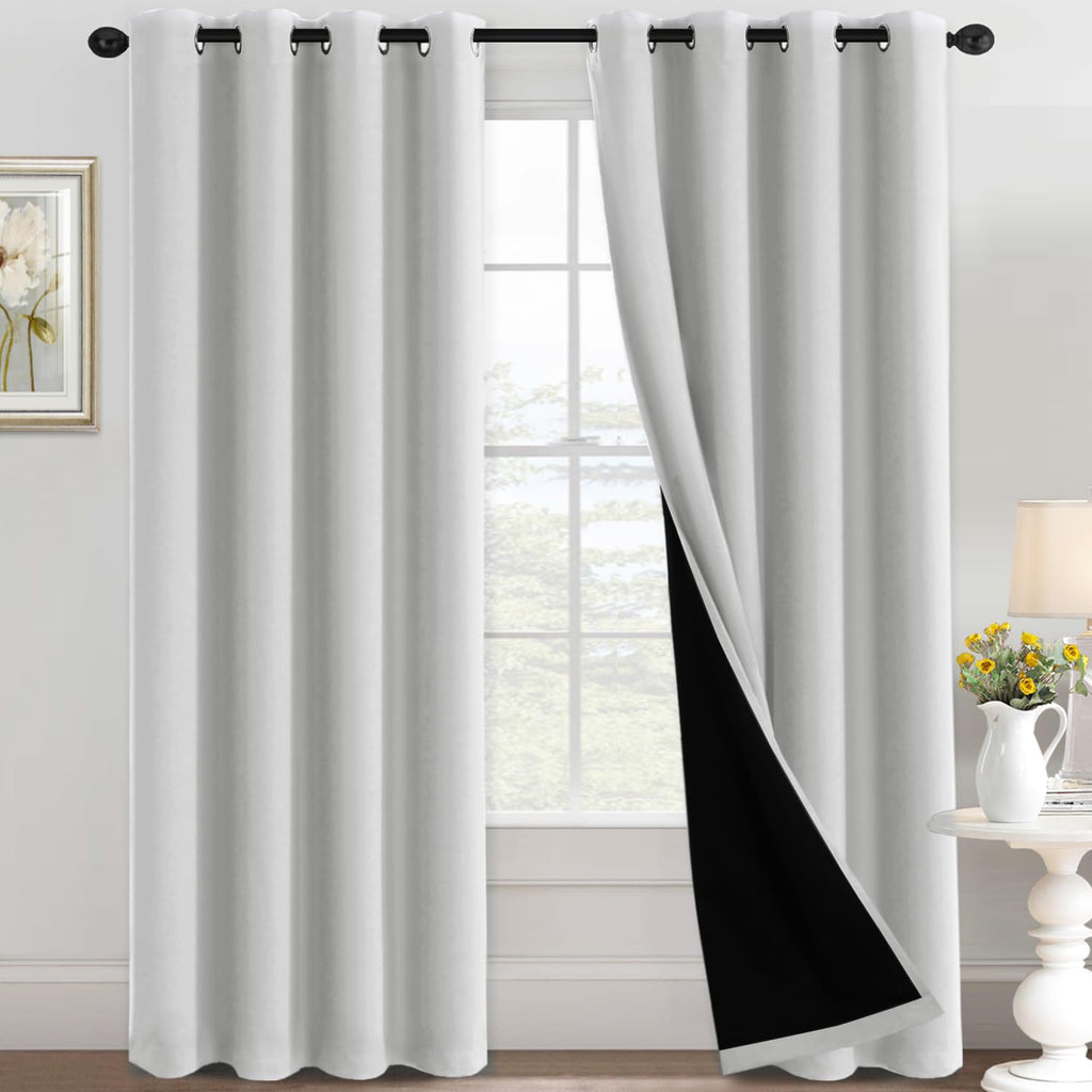 H.VERSAILTEX 100% Blackout Curtains Thermal Insulated Full Blackout Curtains for Living Room Energy Efficiency Window Drapes for Bedroom with Black Liners 1 Panel, 52x63 Inch, Burgundy