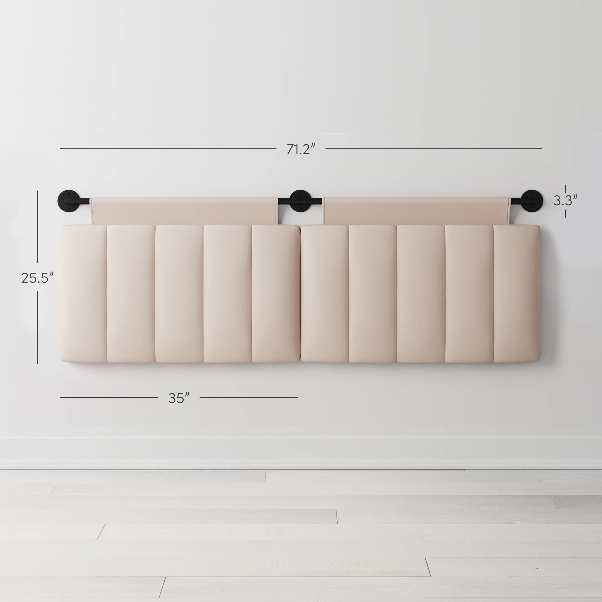 Nathan James Harlow Modern Wall Mount Hanging Headboard, Queen, Brown Faux Leather