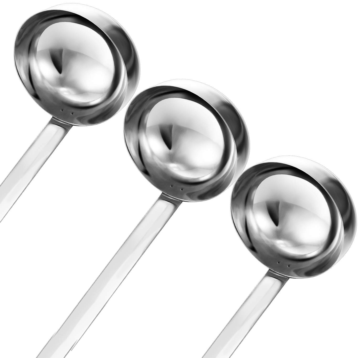 meekoo 1 Pieces Stainless Steel Ladle Soup Handle Ladle with Pouring Rim for Kitchen Cooking Soup Sauce (1 oz)