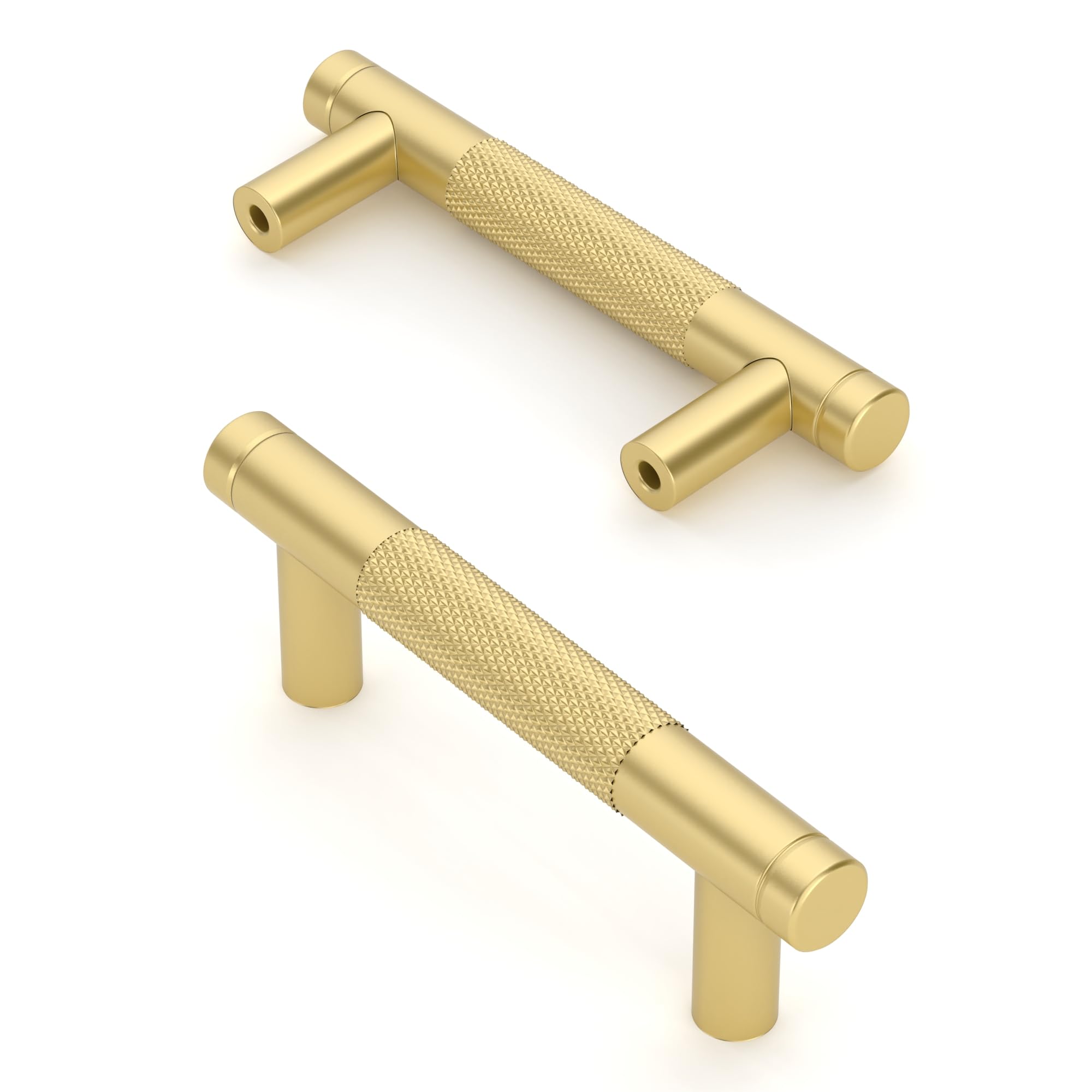 Asidrama 10 Pack 3 Inch(76mm) Matte Black and Champagne Bronze Cabinet Pulls Knurled Cabinet Handles Cupboard Handles Kitchen Cabinet Hardware for Cupboard Drawer Pulls