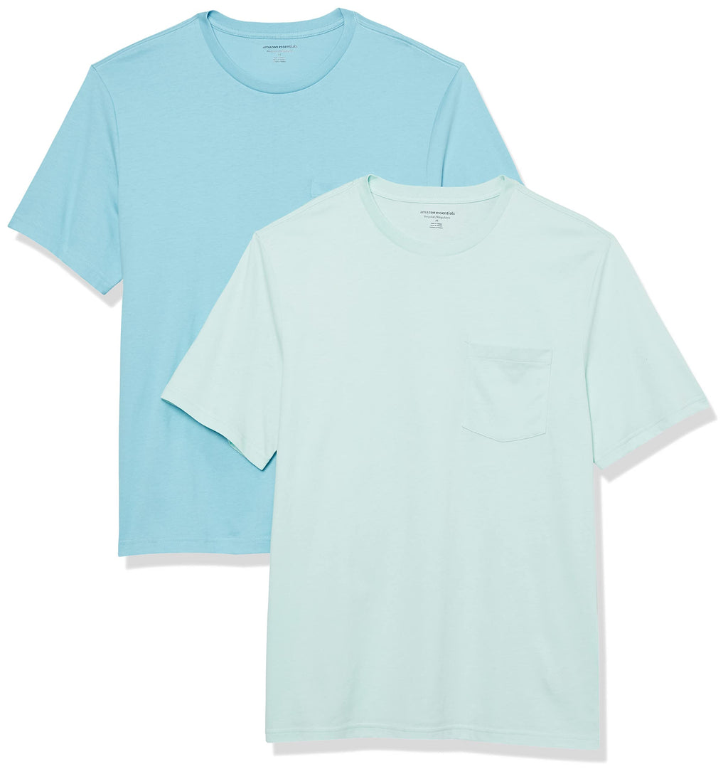 Amazon Essentials Men's Short-Sleeve Crewneck Pocket T-Shirts, Pack of 2