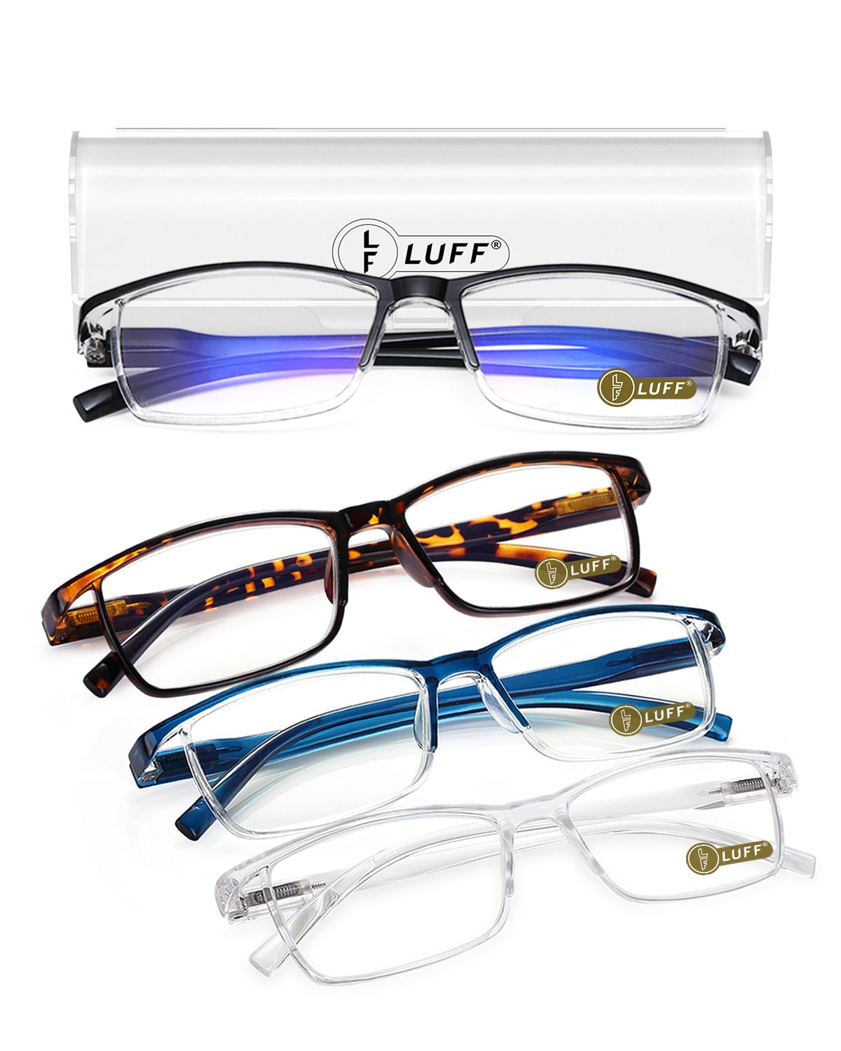 LUFF 6Pcs Anti-Blue-ray Reading Glasses Portable Ultra-Light Readers(0.00X)