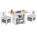 Kids Table and Chair Set (2 Chairs Included), Wooden Toddler Desk Group with 6 Storage Bins Boxes, Children's Furniture, Water Resistant (Gray)
