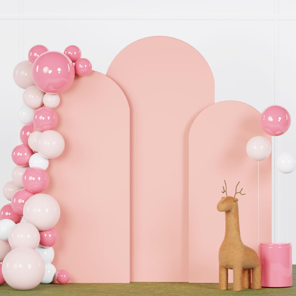 FANPROMS Beige Arch Backdrop Cover Set of 3 Wedding Arch Cover 4x5x6FT Round Top Arch Stand Cover for Fitted Arch Covers Spandex Backdrop Covers Set for Wedding Party Ceremony Decorations