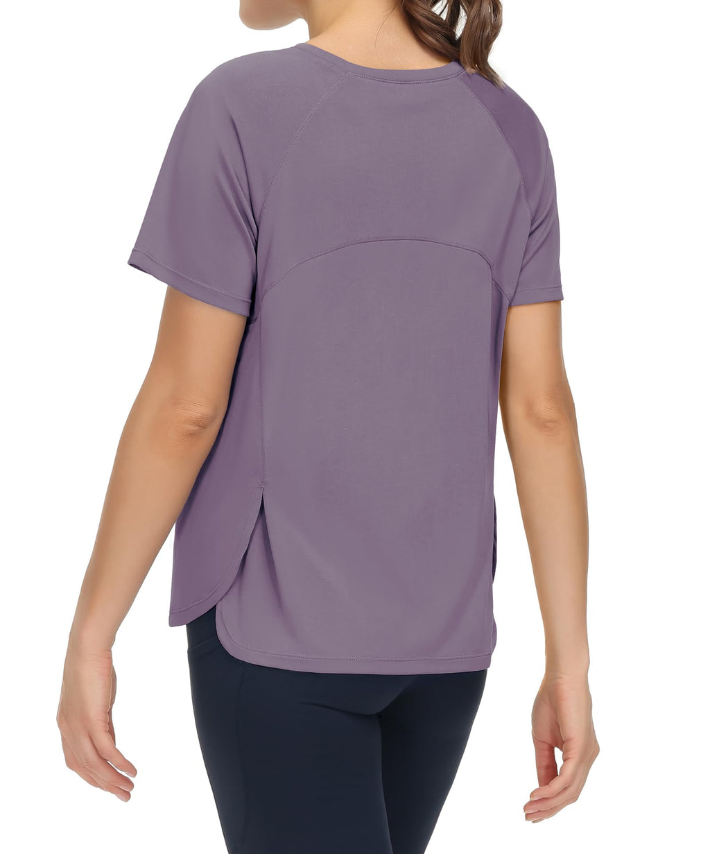 THE GYM PEOPLE Women's Short Sleeve Workout Shirts Breathable Yoga T-Shirts with Side Slits Athletic Tee Tops