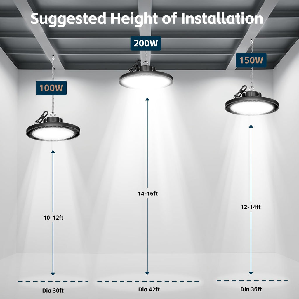 lvsdak UFO LED High Bay Lights 200W 30000LM 5000K 6 Pack with Plug Suitable for Warehouse Workshop Factory Gym Garage Barn AC100-277V