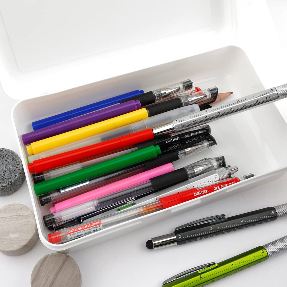 Pencil Case, Pencil Box, Clear Pencil Case, 3 Pack Plastic Pencil Case, Large Capacity Pencil Case, Crayon Box with Snap-tight Lid Stackable Design, Plastic Storage Box for School Office Supplies