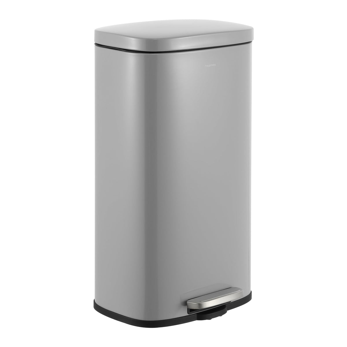 happimess HPM1011B Curtis 8-Gallon Step-Open Trash Can with Soft-Close Lid, Modern, Minimalistic, Fingerprint Proof for Home, Kitchen, Laundry Room, Office, Bedroom, Bathroom, Black