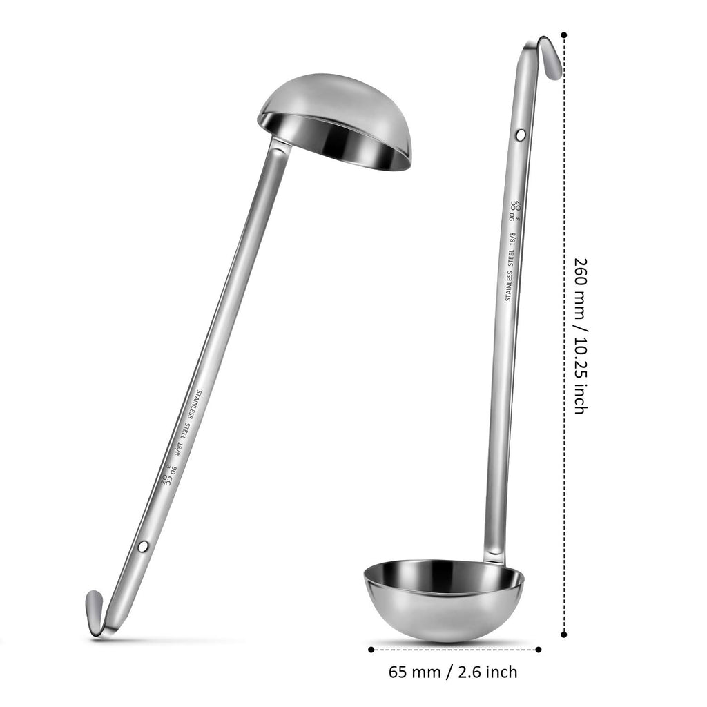 meekoo 1 Pieces Stainless Steel Ladle Soup Handle Ladle with Pouring Rim for Kitchen Cooking Soup Sauce (1 oz)