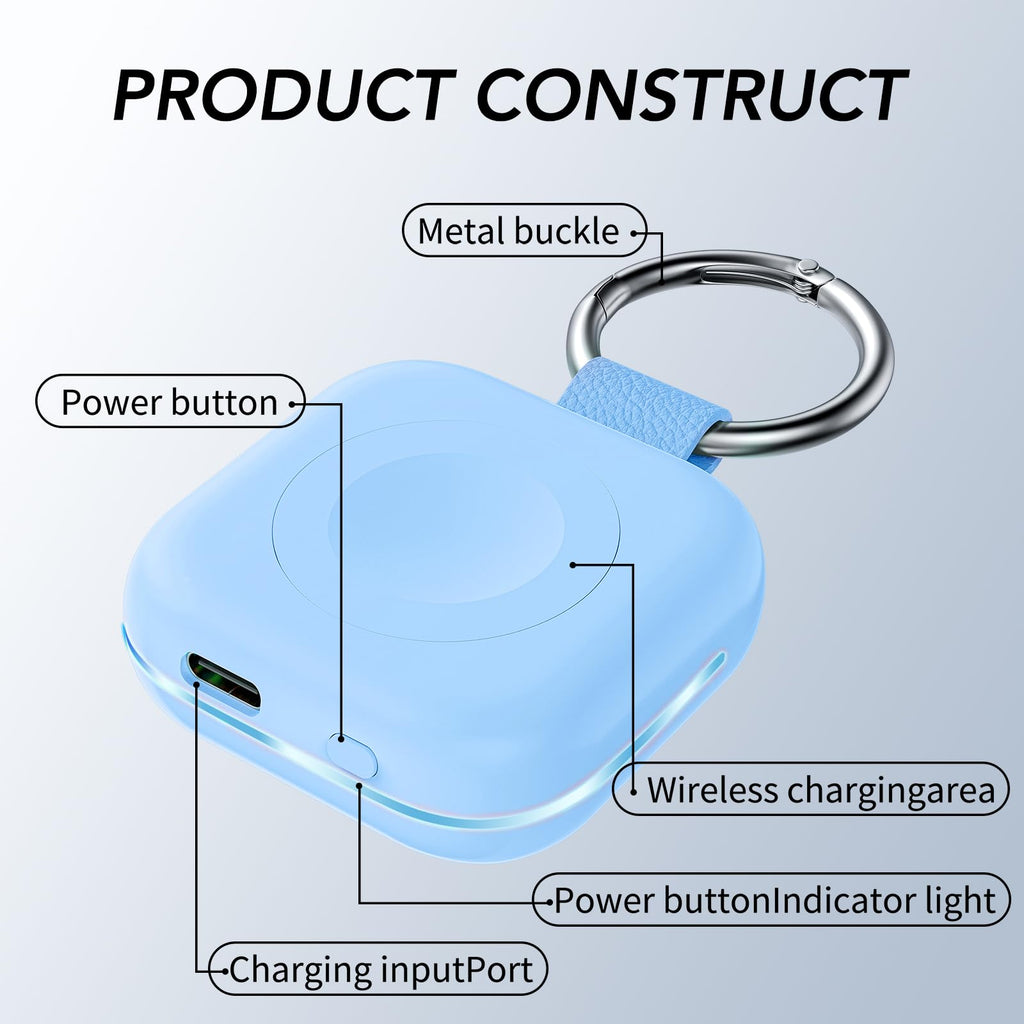 HUOTO Portable Charger for Apple Watch,Wireless Magnetic iWatch Charger 1200mAh Power Bank Travel Keychain Accessories Smart Chargers for Apple Watch Series 11/10/9/8/7/6/SE/5/4/3/2/1/UItra/UItra 2