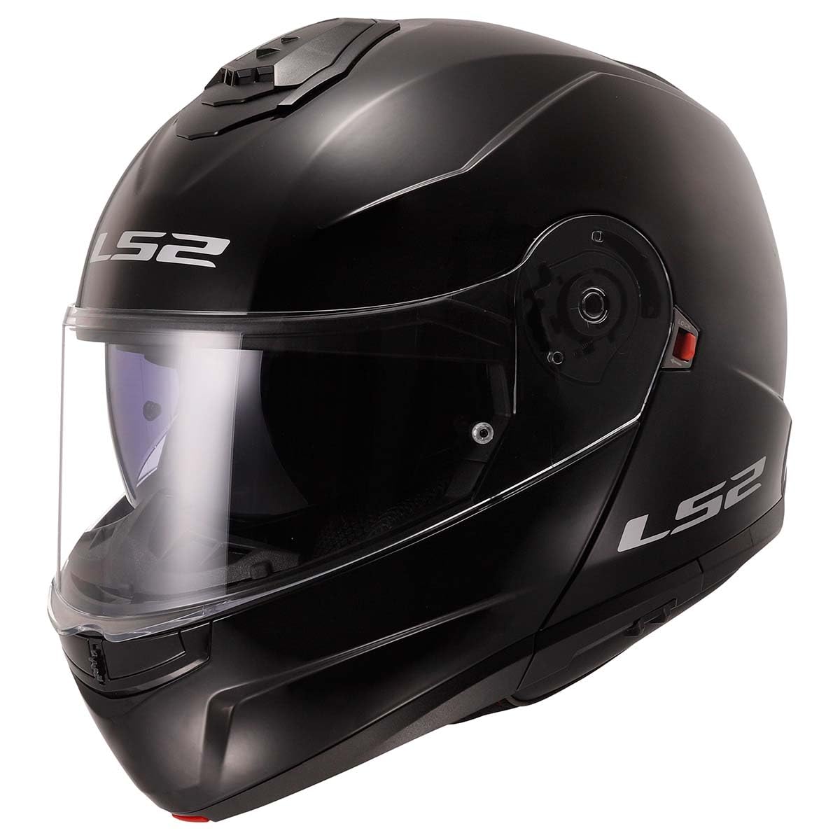 LS2 Helmets Strobe II Modular Motorcycle Helmet W/SunShield (Gloss Black - X-Small)