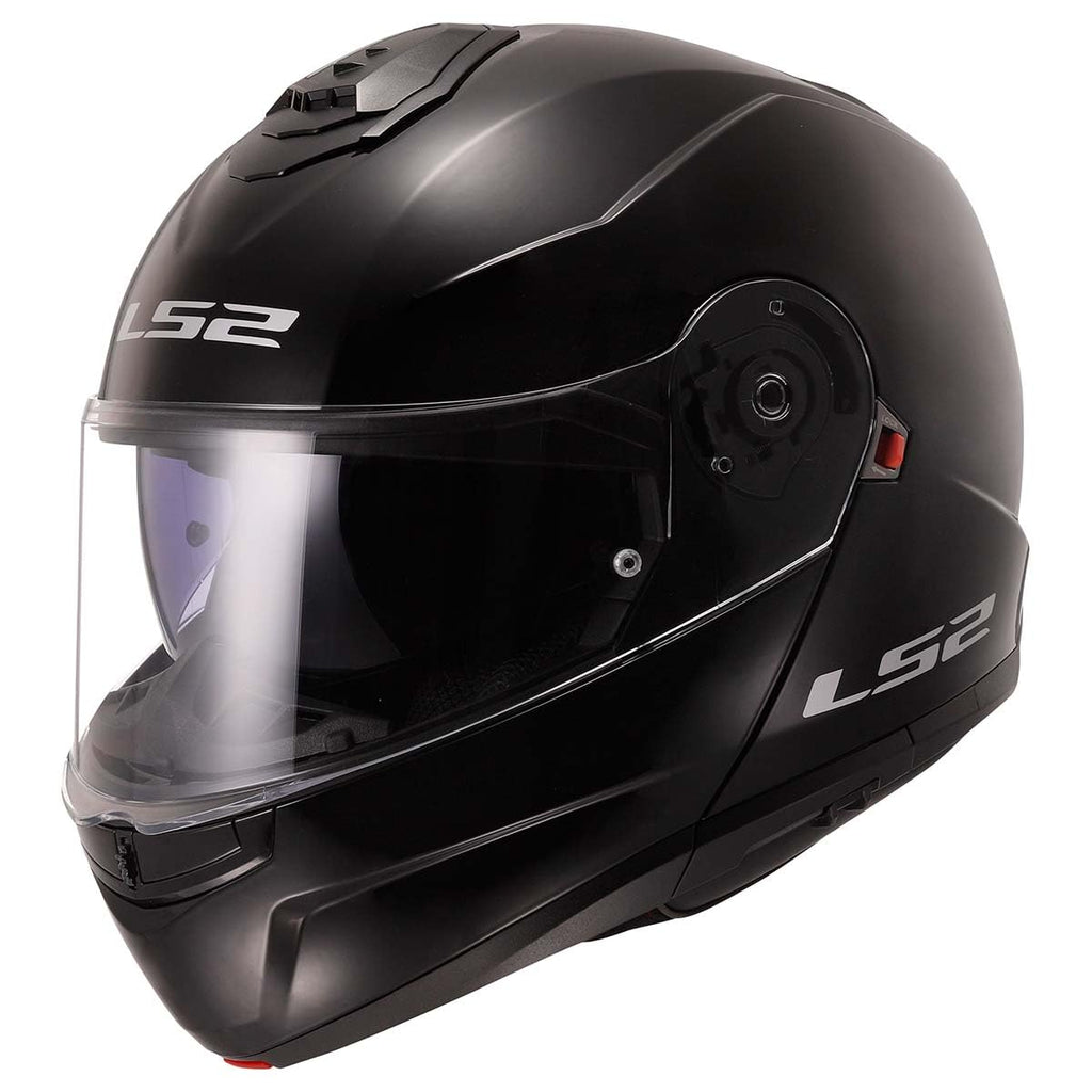 LS2 Helmets Strobe II Modular Motorcycle Helmet W/SunShield (Gloss Black - X-Small)