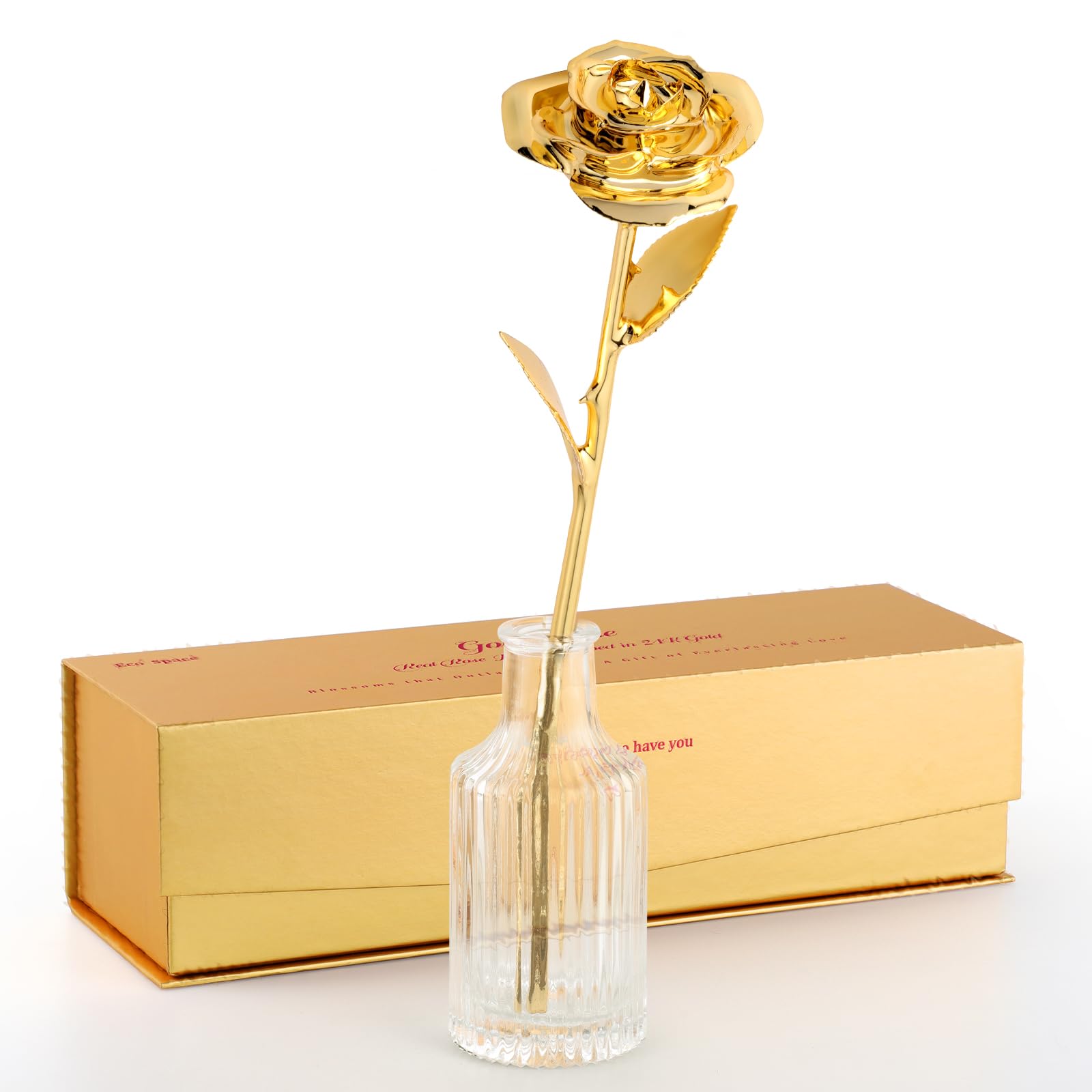 24K Gold Dipped Real Rose – Handcrafted, Bold, One of a Kind – Romantic Gift for Her – Ideal for Birthday, Anniversary, Mother’s Day, Valentine’s (Black)
