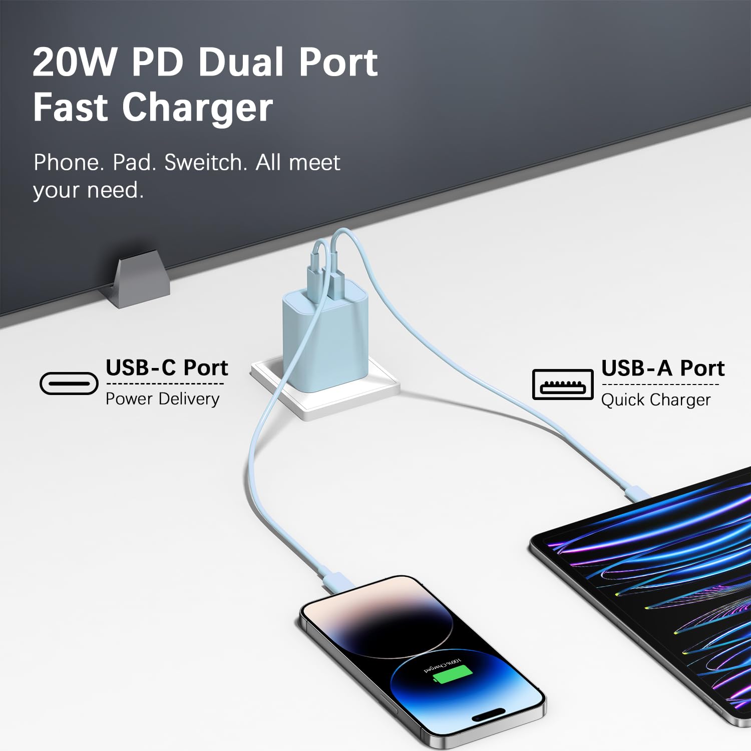 USB C Charger Block Charging Block Type C Charger 20W Wall Chargers 4 Pack for iPhone 16/16 Plus/16 Pro/16 Pro Max/iPhone 15/15 Pro/15 Pro Max/14/13/12 Pro/Samsung//Android(Black)