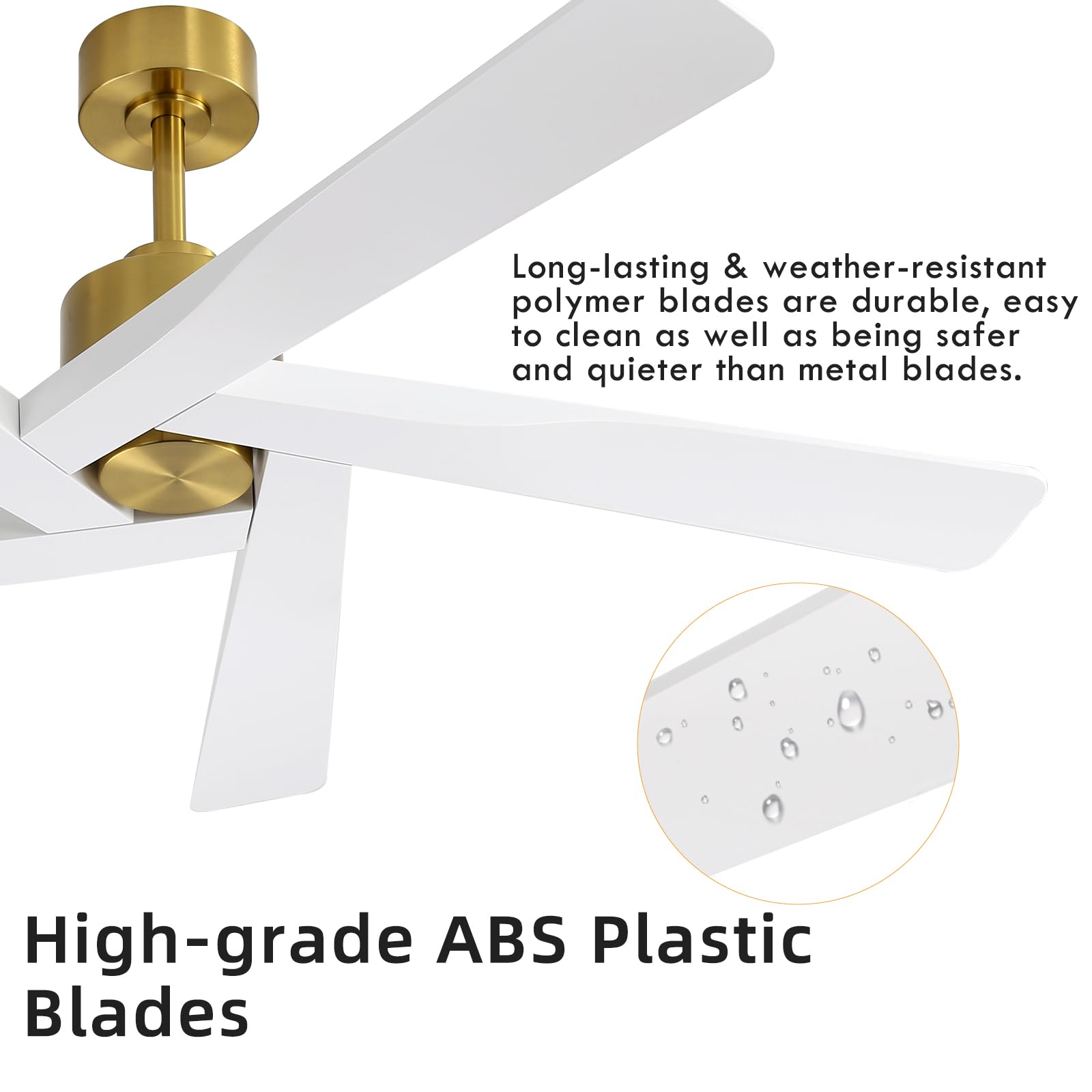 WINGBO 54" ABS DC Ceiling Fan No Light, 5 Blade Wood Grain ABS Ceiling Fan with Remote, 6-Speed Reversible DC Motor, Ceiling Fans without Light for Kitchen Bedroom Living Room, Antique Nickel and Grey
