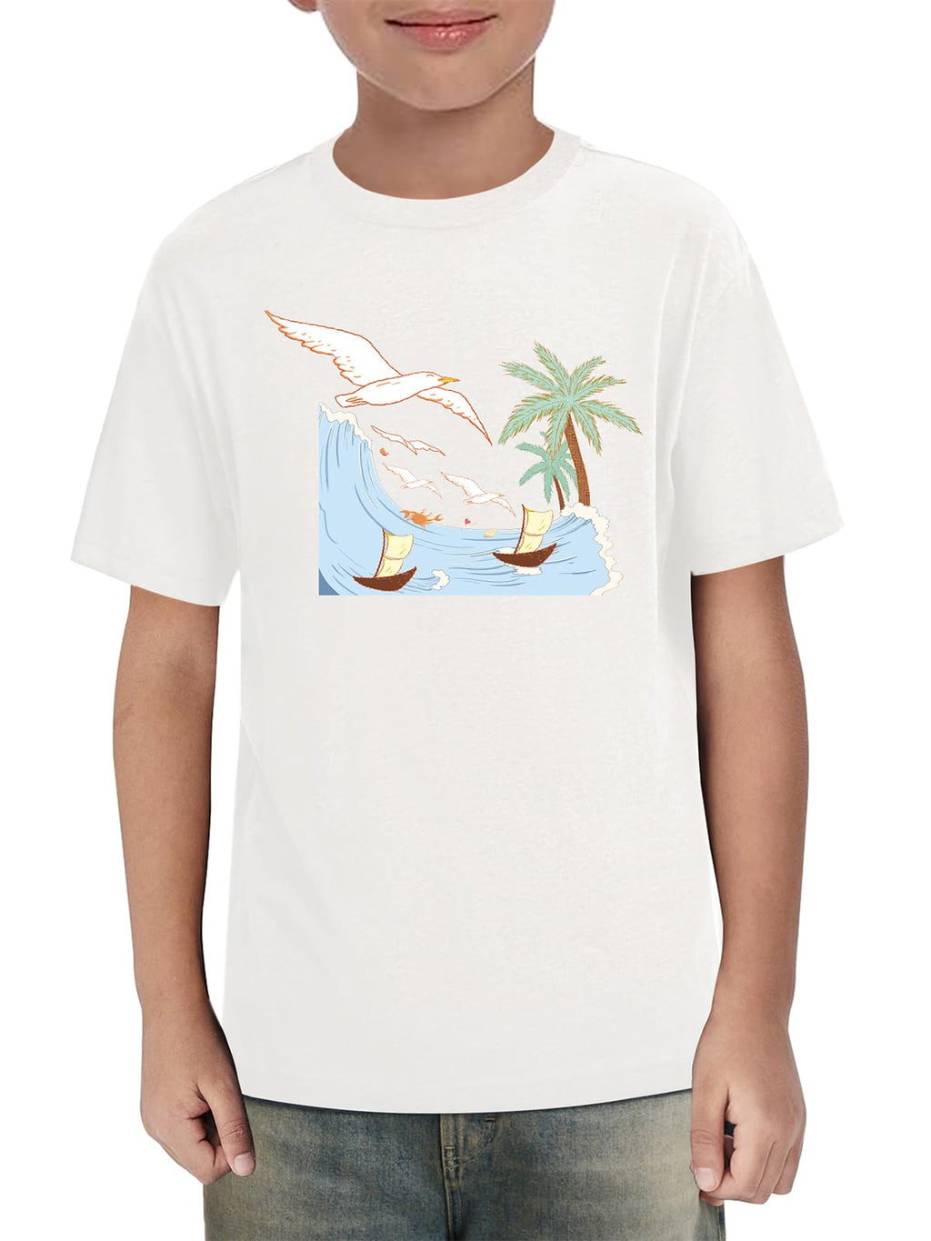 Haloumoning Boys Short Sleeve Shirts Kids Summer Crewneck T-Shirts Casual Tops Tees 5-14 Years