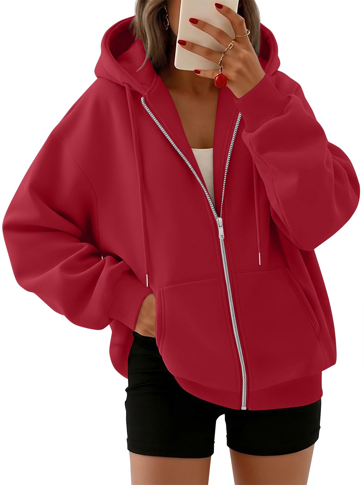 Trendy Queen Womens Zip Up Hoodies 2026 Oversized Sweatshirt
