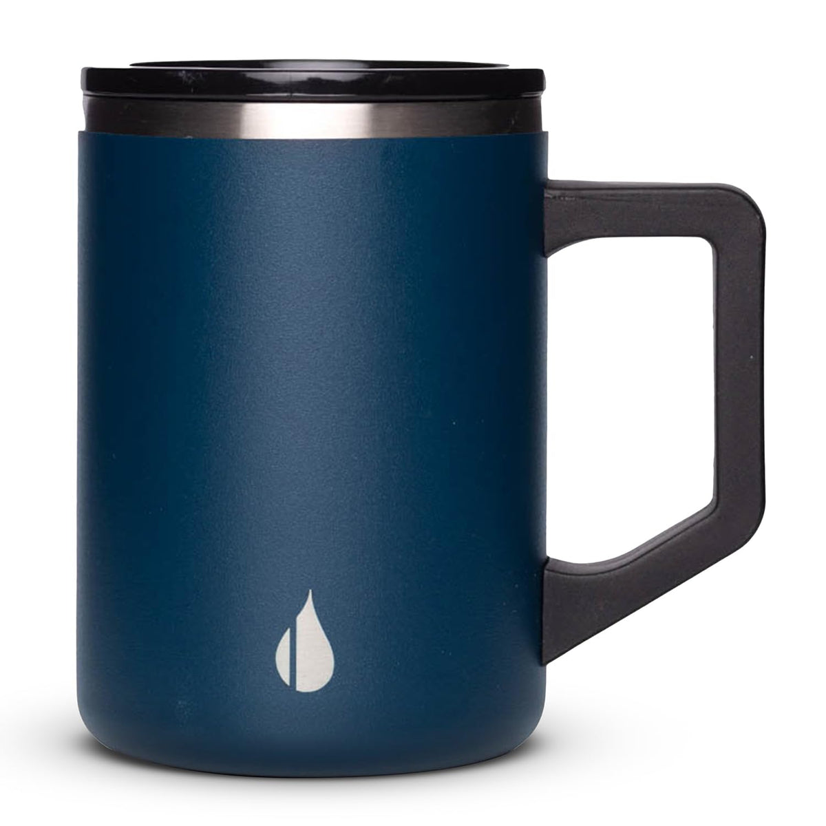 Elemental Insulated Coffee Mug - Triple-Wall Stainless Steel Summit Travel Cup for Hot and Cold Drinks - Thermal Coffee Mug with Lid and Handle for Camping, Office & Travel 12oz - Black