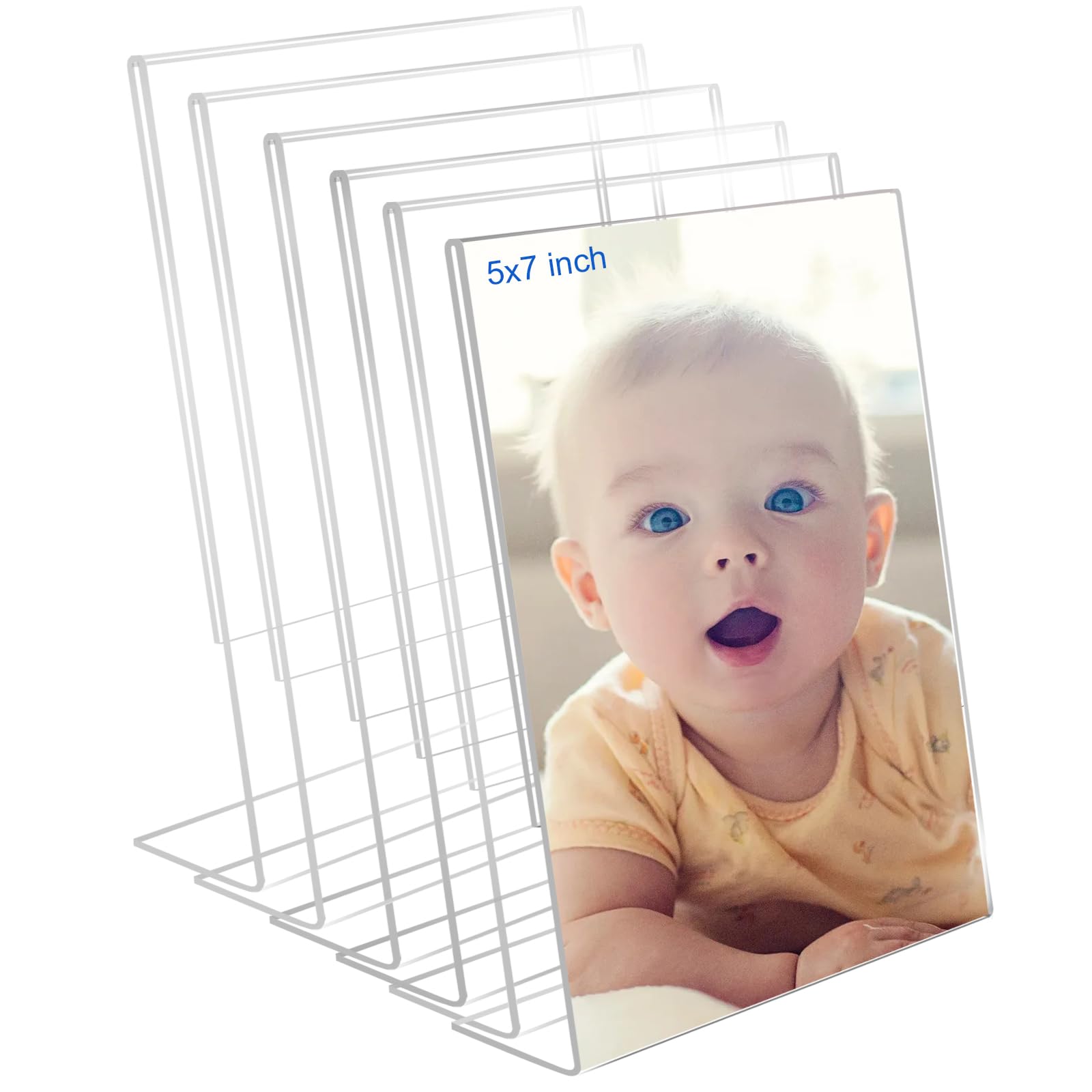 4x4 Acrylic Picture Frames, Set Of 6 Clear Acrylic Frameless Gift for Desktop Display, Standing Picture or Display Sign Holder with Inserts for Home Office