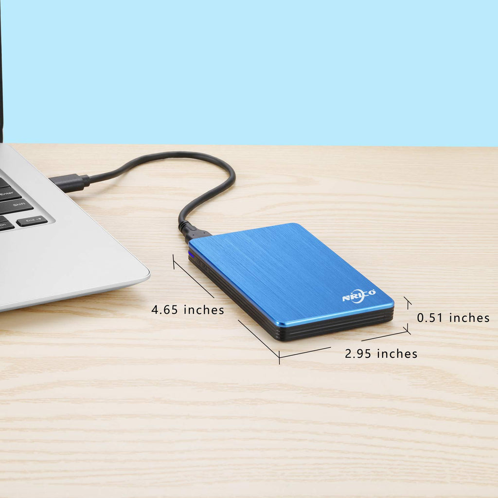 NRICO Portable External Hard Drive, USB 3.0, 2.5 Inch, Compatible with PC, Mac, Desktop (Blue, 320, GB)