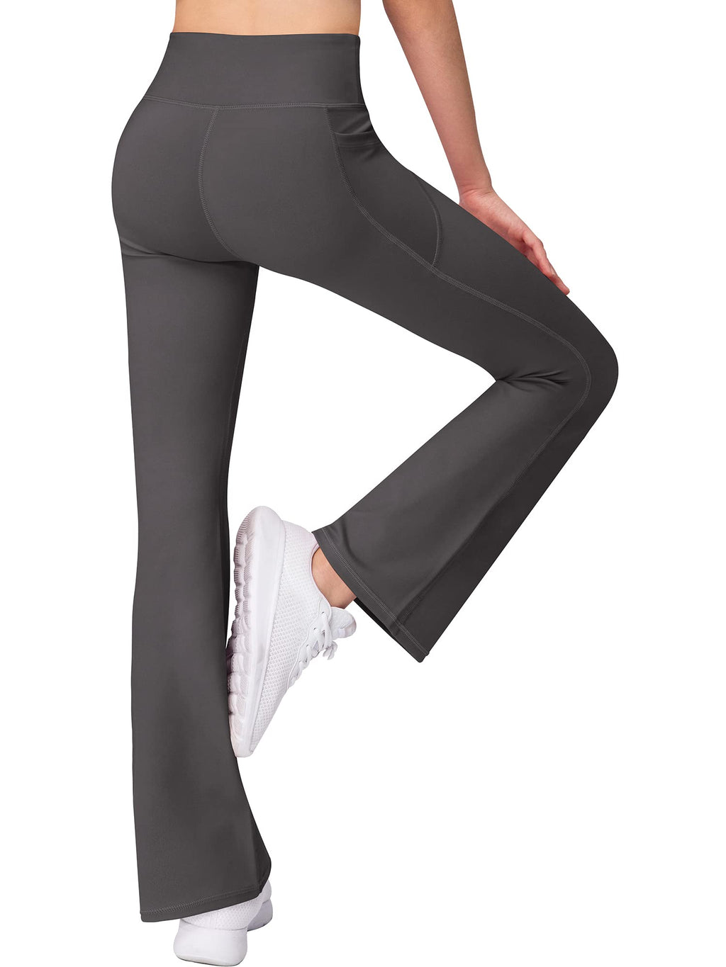 AENLLEY Girl Yoga Flare Wide Leg Tummy Control Stretchy Pants for Causal with Pockets 3 Pack