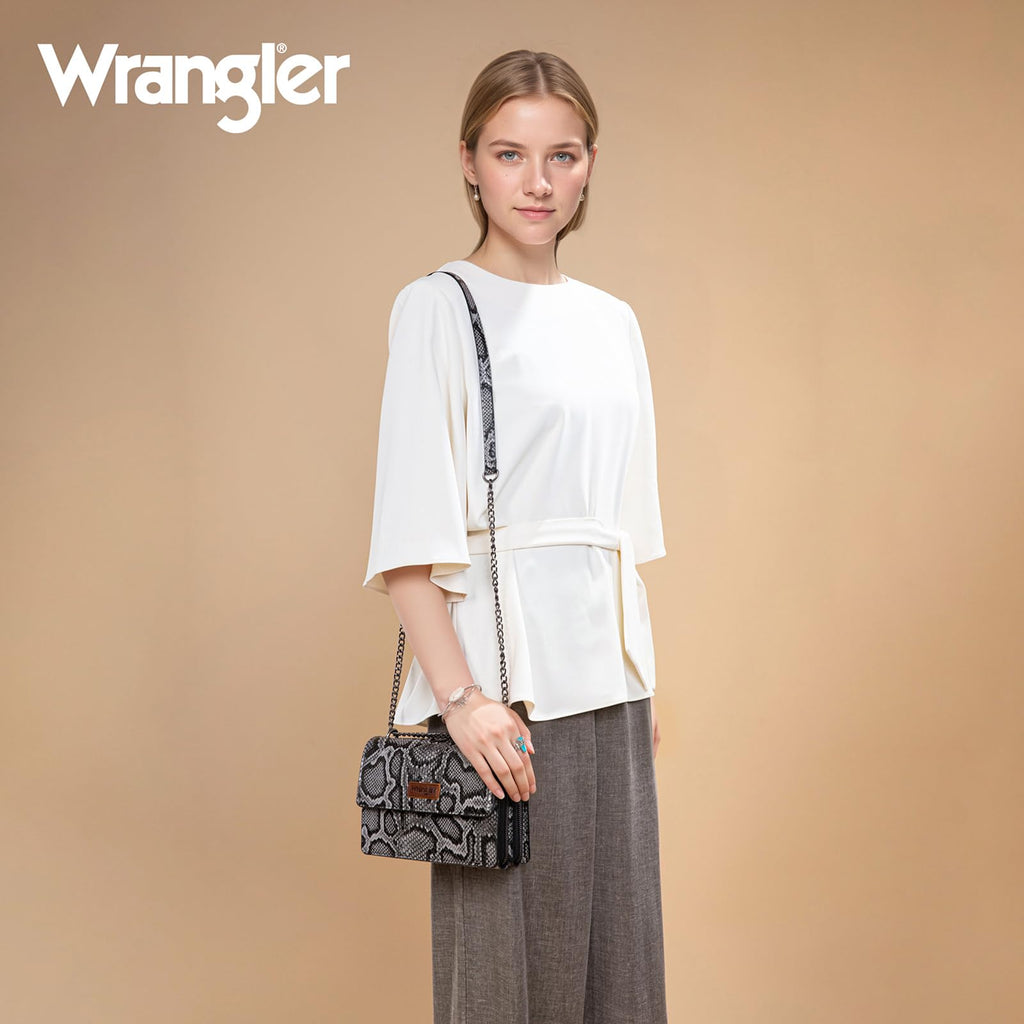 Wrangler Flap Crossbody Purse for Women Shoulder Bag Vintage Wallets with Chain Strap