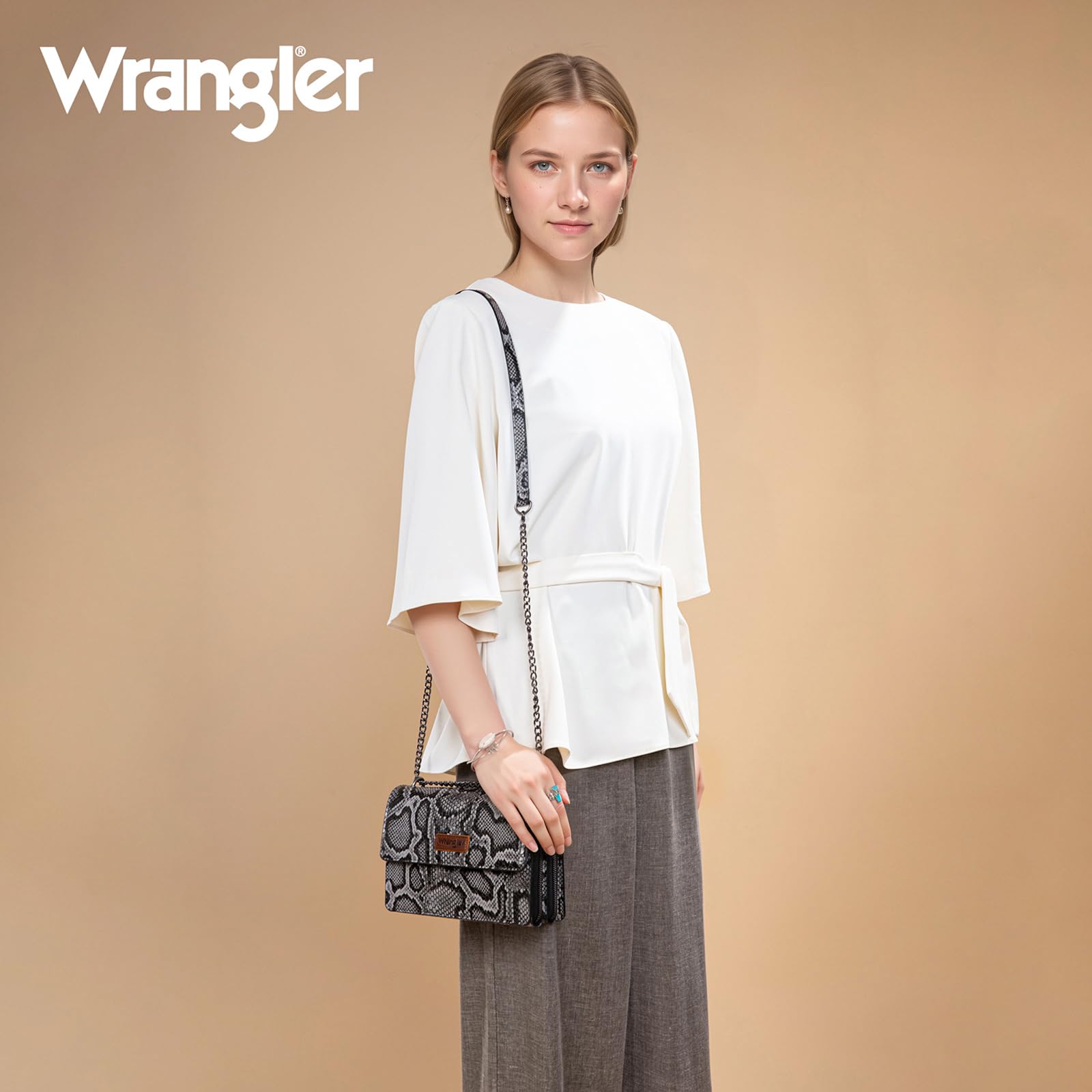Wrangler Flap Crossbody Purse for Women Shoulder Bag Vintage Wallets with Chain Strap
