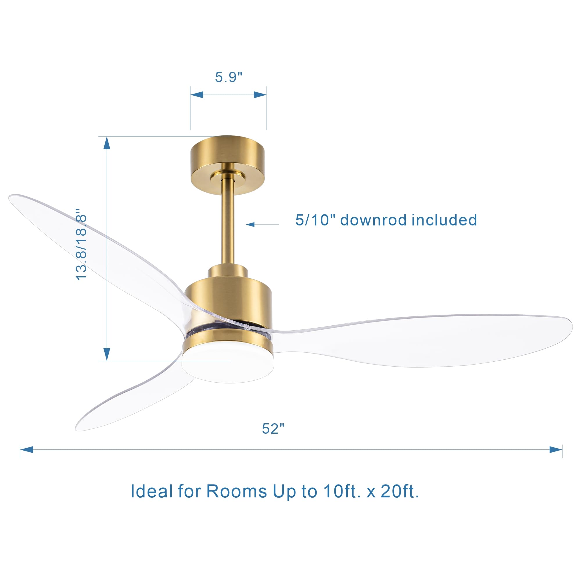 52" Ceiling Fans with Lights and Remote, Quiet DC Motor, 3 Reversible Blades, 6-Speed, Modern Industrial Black Ceiling Fan with 3-Color LED Light Fandelier for Bedroom Living Room