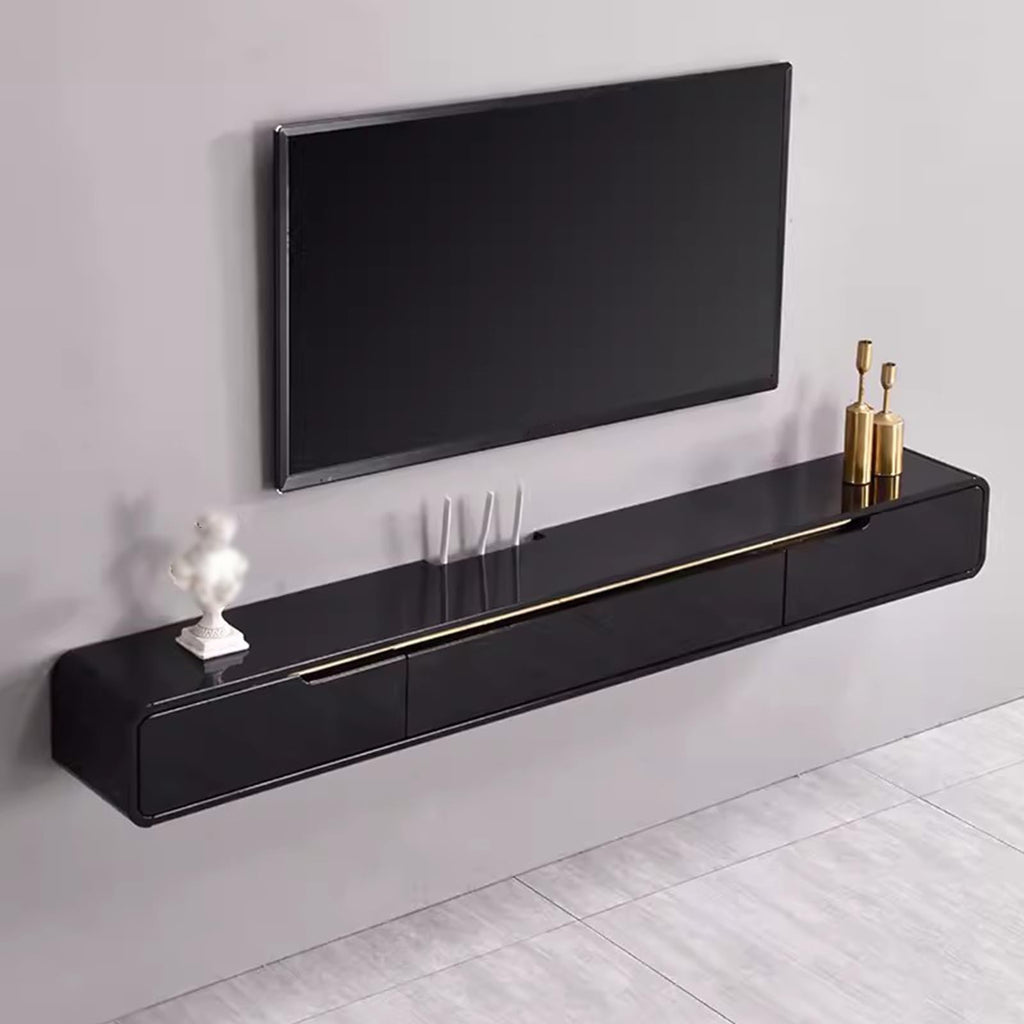 FPIGSHS Wall Mounted Media Console with 2 Drawers Solid Wood Floating TV Stand Hanging TV Shelf Entertainment Center TV Cabinet, for Home Office (A, 120cm/47.2in)