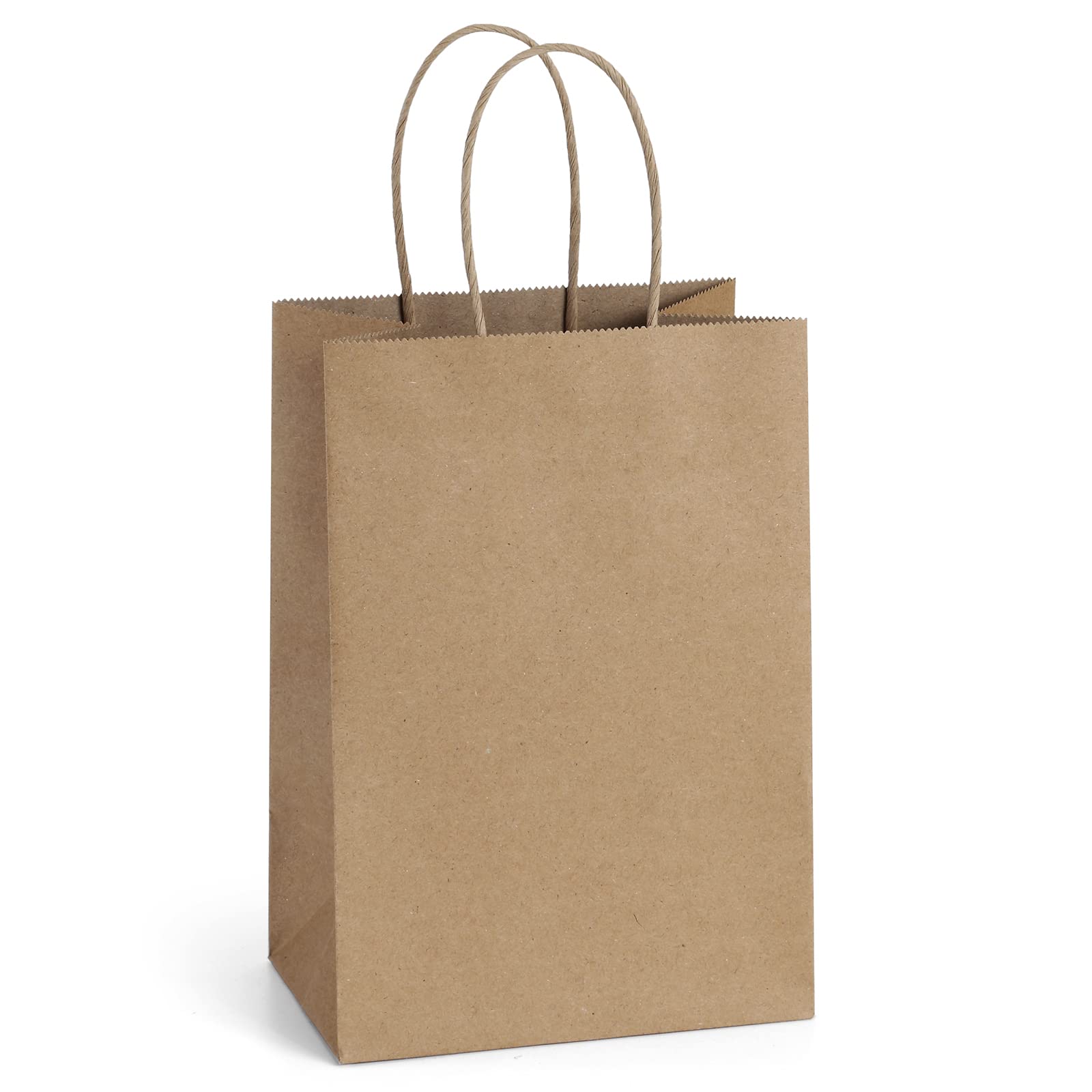 BagDream Gift Bags 100Pcs 5.25x3x8 Small Kraft Paper Gift Bags with Handles Bulk, Black Paper Sacks for Small Business, Retail, Merchandise, Grocery, Wedding Birthday Party favor