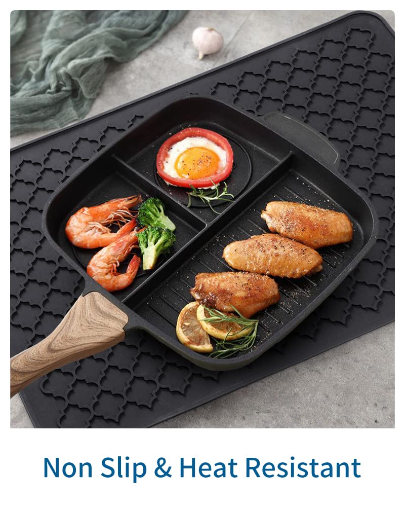 AMOAMI-Dish Drying Mats for Kitchen Counter-Silicone Dish Drying Mat-Kitchen Dish Drying Pad Heat Resistant Mat-Kitchen Gadgets Kitchen Accessories Kitchen Small Appliances(12" x 16", BEIGE)